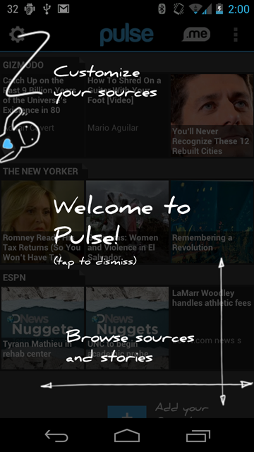 Example screenshot from Pulse News on Galaxy Nexus