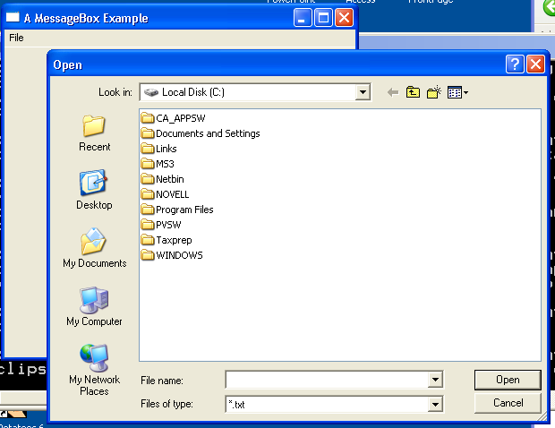 Windows file dialog