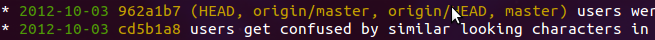 Git log result with own coloring